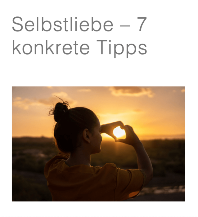 Blogartikel zum Thema Tipps für mehr Selbstliebe